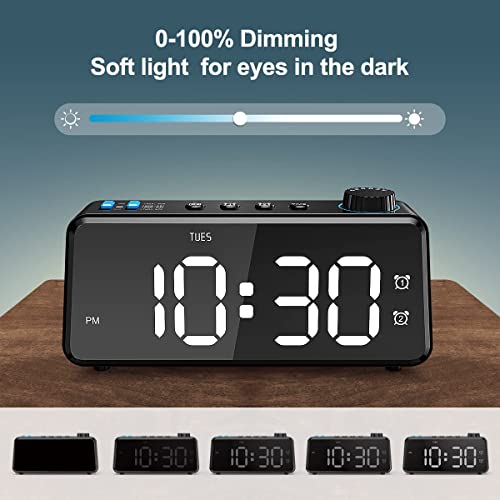 6.5'' Large Display Digital FM Radio Alarm Clock with USB Charging Port O6135