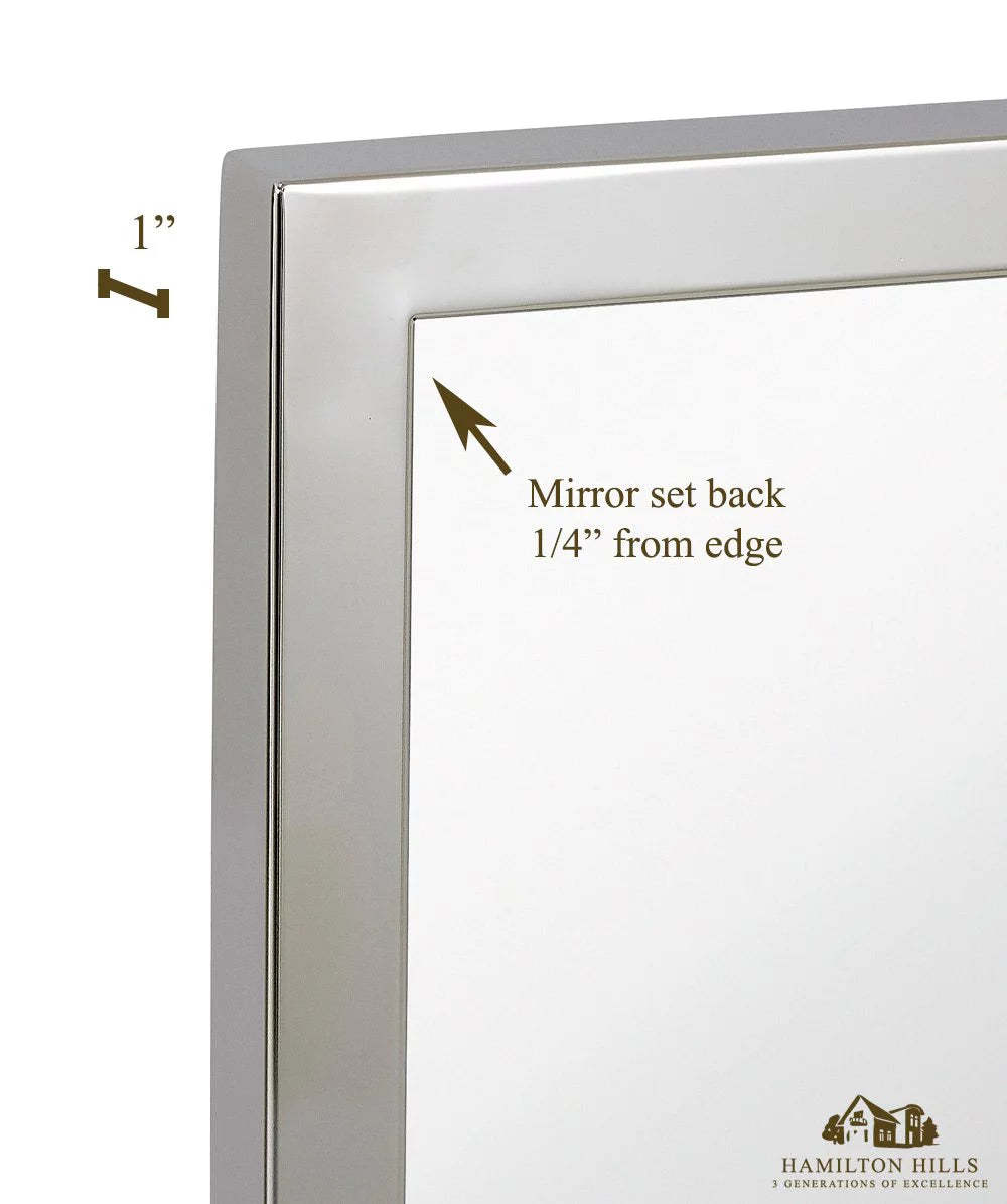 Polished Stainless Metal Silver Rectangle Full Length Wall Mirror (18" x 48") D75991