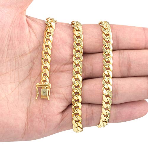 14k Yellow Gold Miami Cuban Link Chain Pendant Necklace K5319