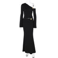 Slim Oblique Shoulder Skirt Suit