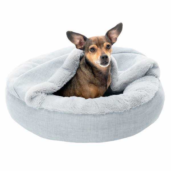 Plush & Performance Linen Hooded Donut Pet Bed L556