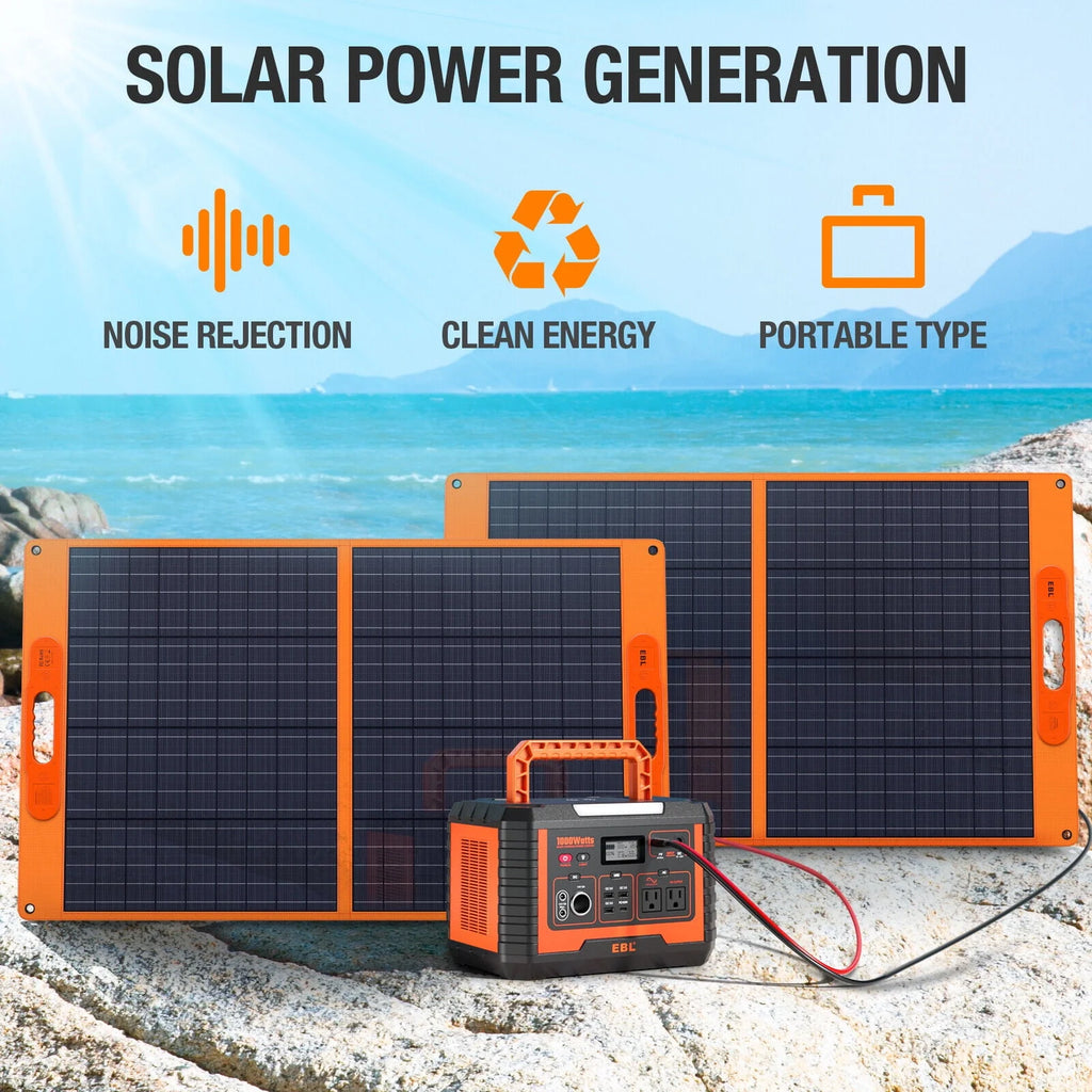 2Packs Portable Power Station 1000W Solar Generator 270000mAh Waterproof I935