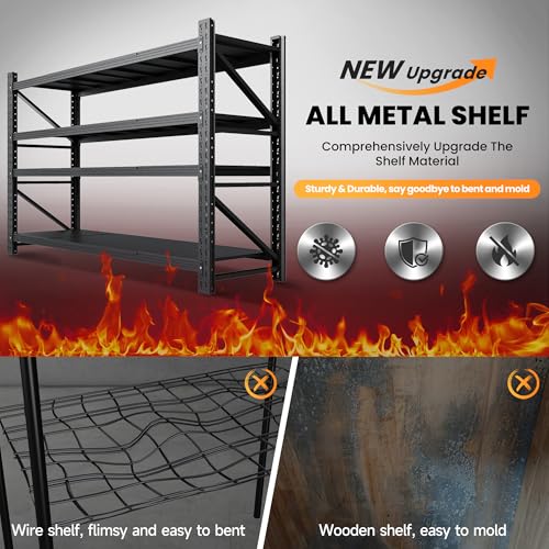 Black 4 Tier Steel Garage Shelving Unit C58456