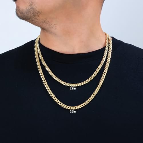 14k Yellow Gold Miami Cuban Link Chain Pendant Necklace K5319