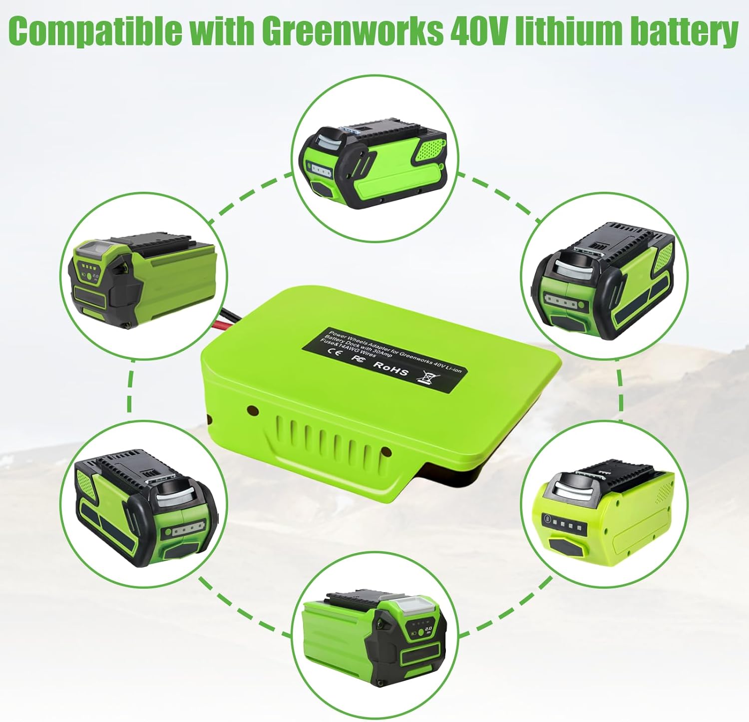 14 Gauge Power Adapter for 40V Lithium-ion Battery with Fuse & Switch K60439