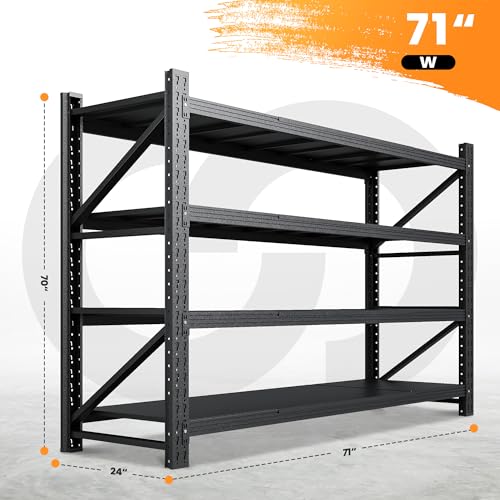 Black 4 Tier Steel Garage Shelving Unit C58456