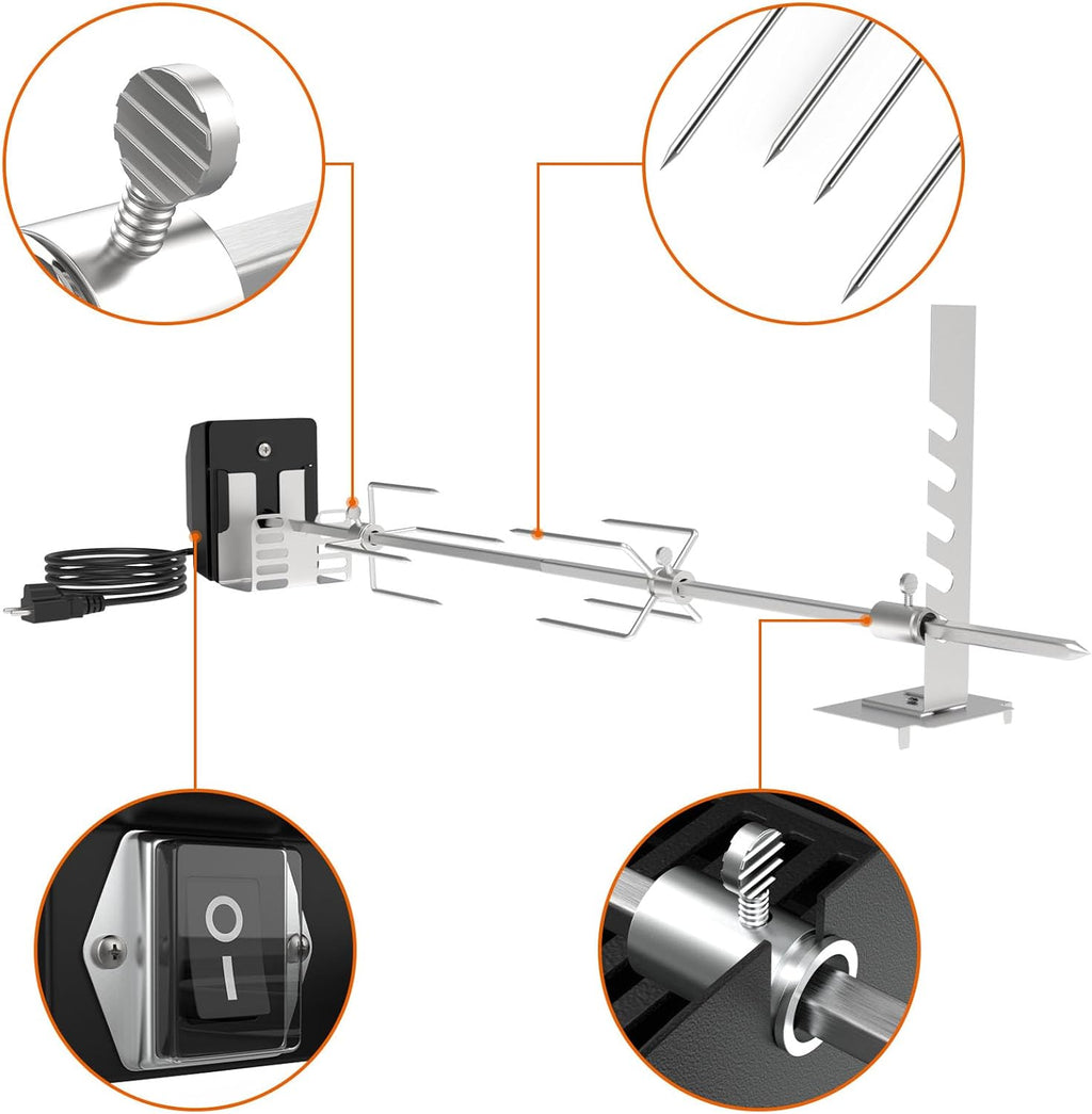 Universal Rotisserie Grill Kit with Motor and Spit Rod O5762