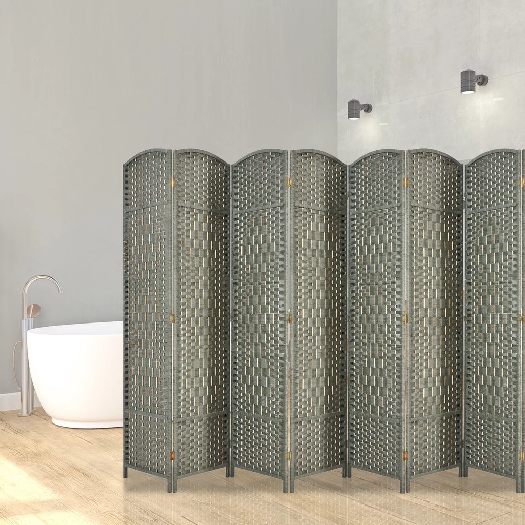 5.7ft Grey Wood Room Divider 8 Panels J874357