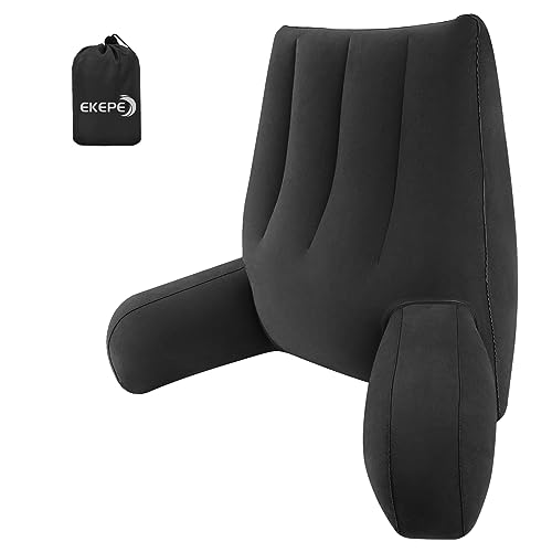 Grey Inflatable Reading Backrest Pillow with Arm Support Q158863