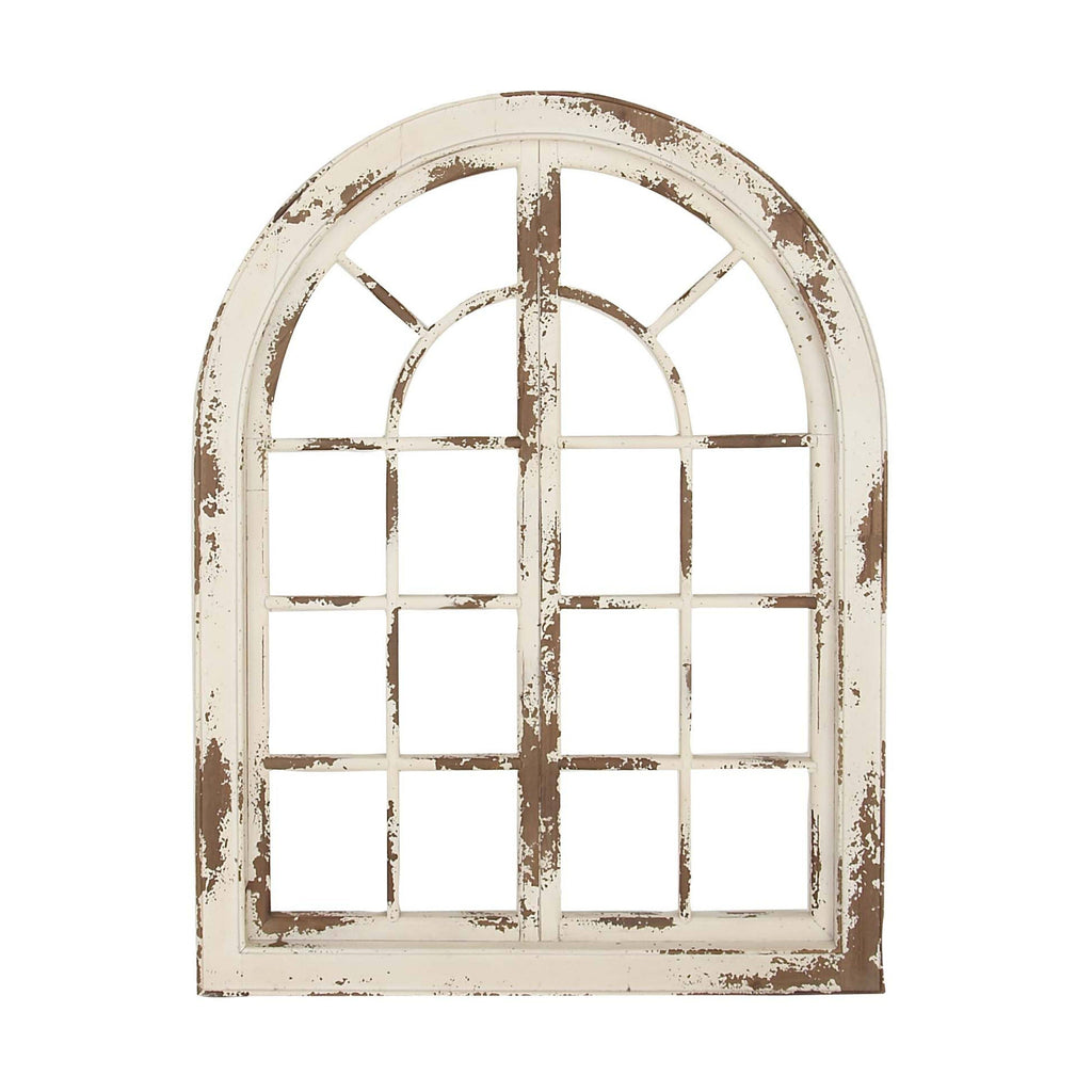 White Arched Window Wood Wall Decor H48247
