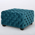 Dark Teal Velvet Ottoman F3299