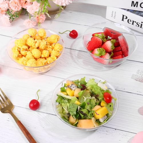 12 oz Clear Plastic Bowls 100 Pack Disposable Hard Small Bowls E943