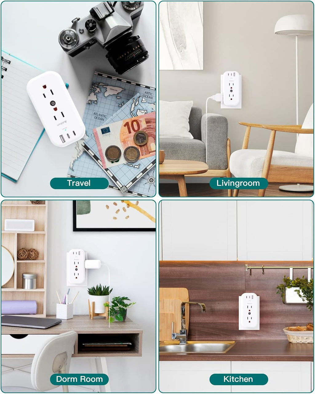 6 Outlet Splitter with 3 USB Wall Charger X338