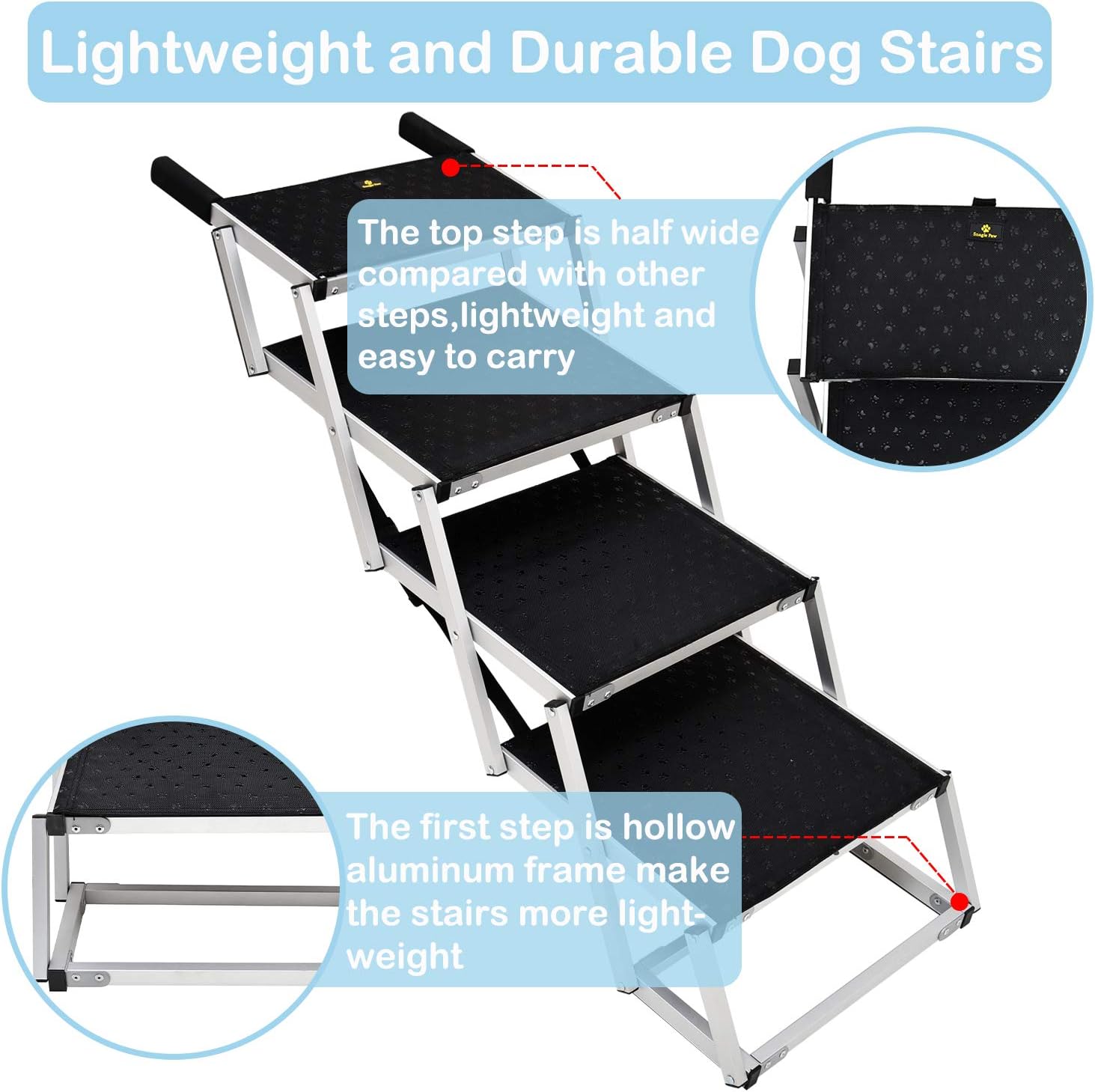 Folding 6 Steps Pet Dog Car Step Stairs Y219