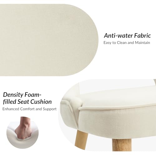 Dining Chairs Set of 4 Upholstered Fabric Side Chair with Wood Legs High Back Ivory M17530