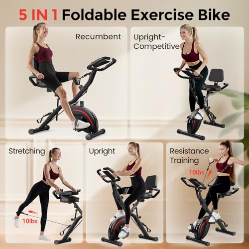 5 IN 1 Folding Exercise Bike with 6.6 LBS Flywheel Z485635