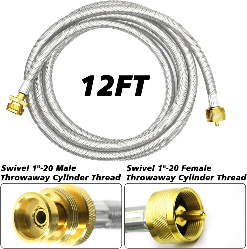 Propane Brass 4 Port Tee Kit with 5FT and 12FT Stainless Braided Hoses S2576