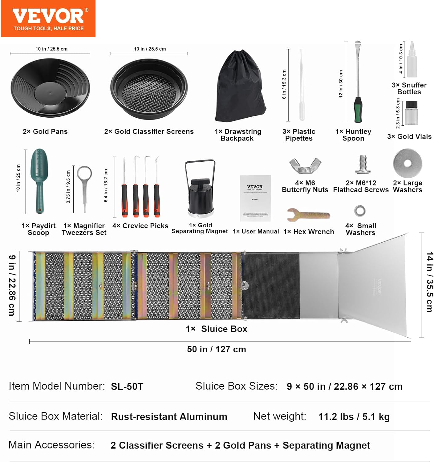 23pc Gold Prospecting Equipment Kit with Gold Pan E785