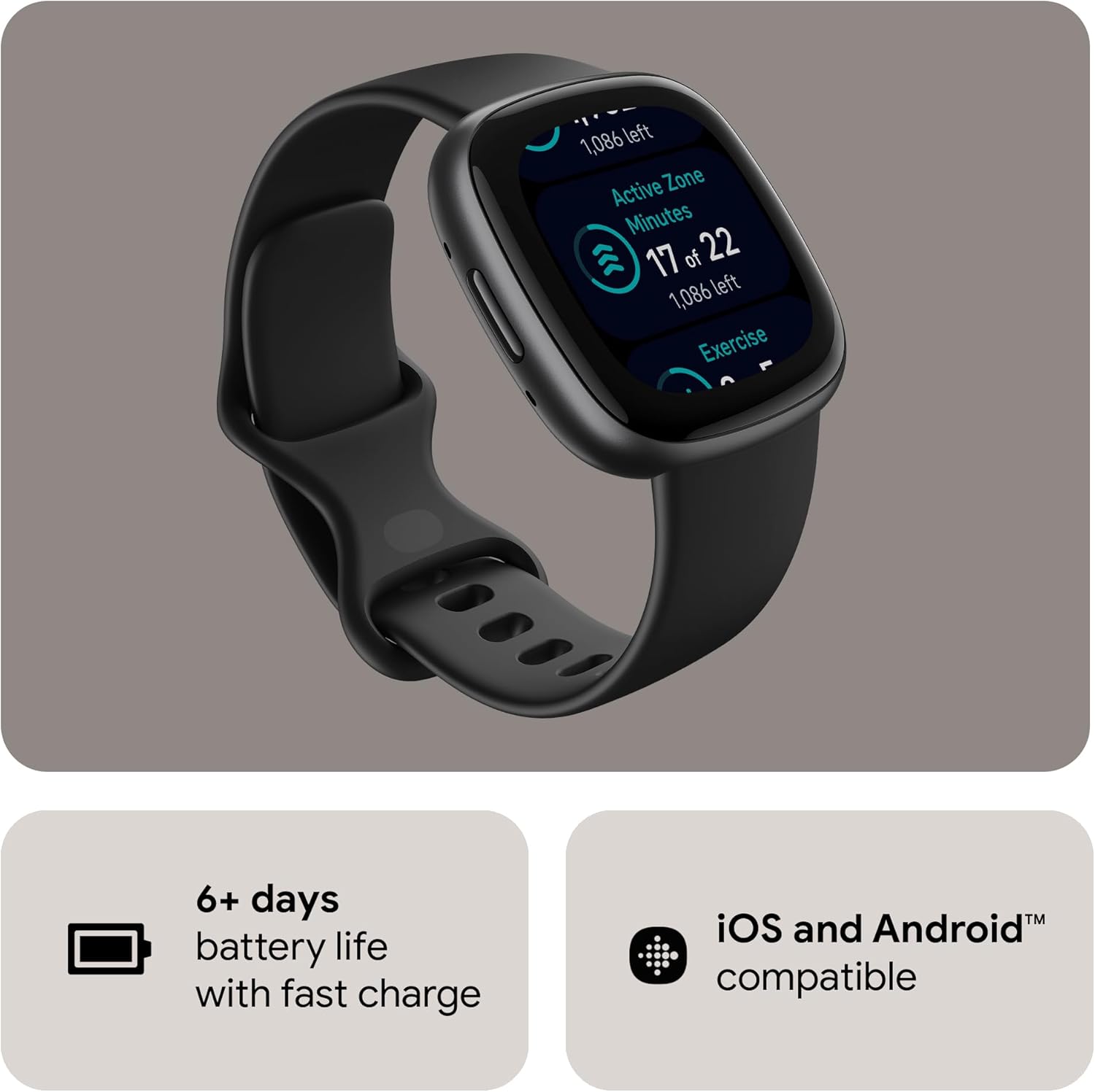 Waterfall Blue/Platinum Fitness Smartwatch with GPS, Heart Rate, One Size P301845