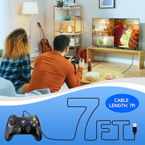 Wired Gaming Controller with Dual-Vibration Turbo and Trigger Buttons K17190