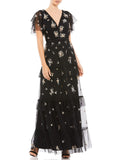 Sequined Long Evening Dress J7947