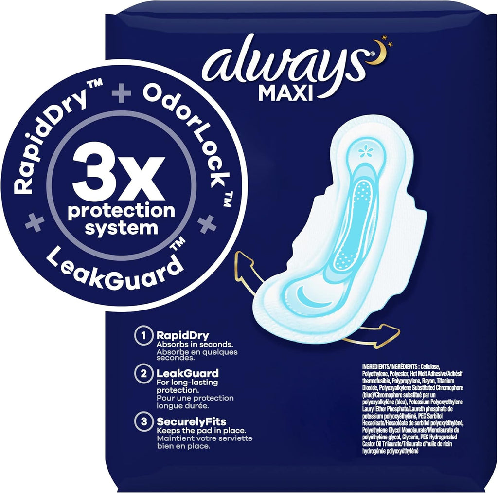 72 Count Unscented Overnight Pads with Wings X3798