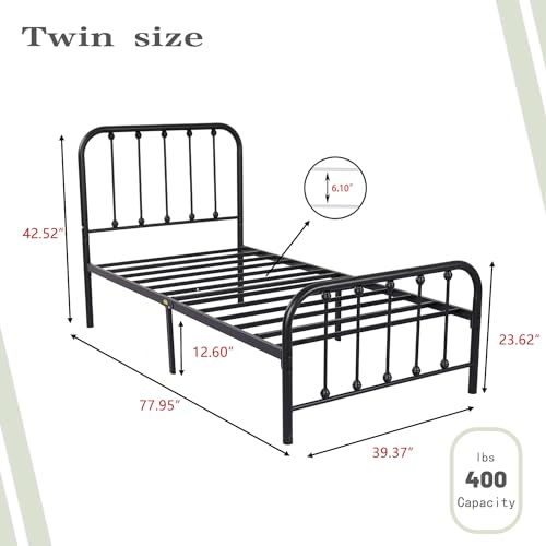 Gold Twin Size Metal Platform Bed Frame I497887