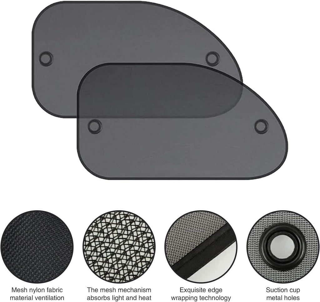 2 PCS 25.59" x 14.96" Black Breathable Mesh Car Window Sun Shade T268834