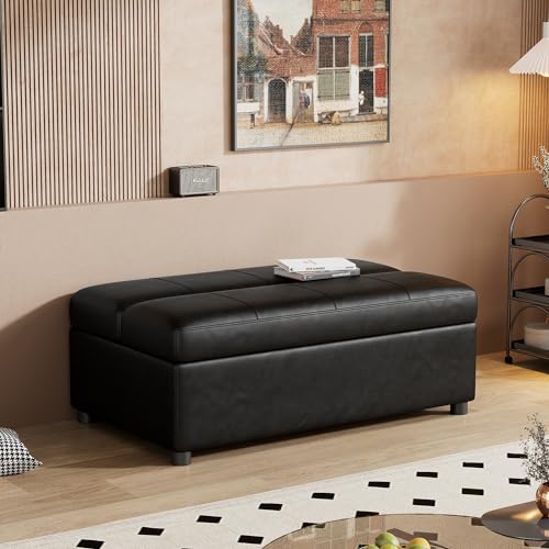 Twin Size Leather Folding Ottoman Sleeper Chair Bed K759379