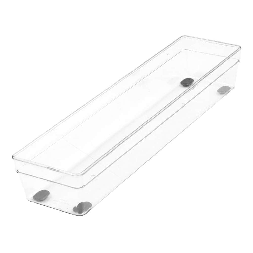 Clear Plastic Drawer Organizer Tray, 13 x 3 Inches, Non Slip Base R705