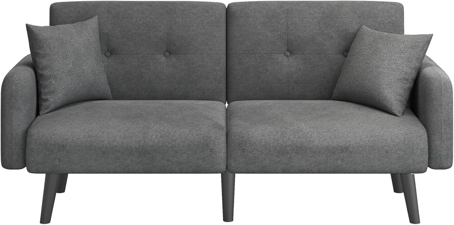 Black Fabric Futon Sofa Bed O611