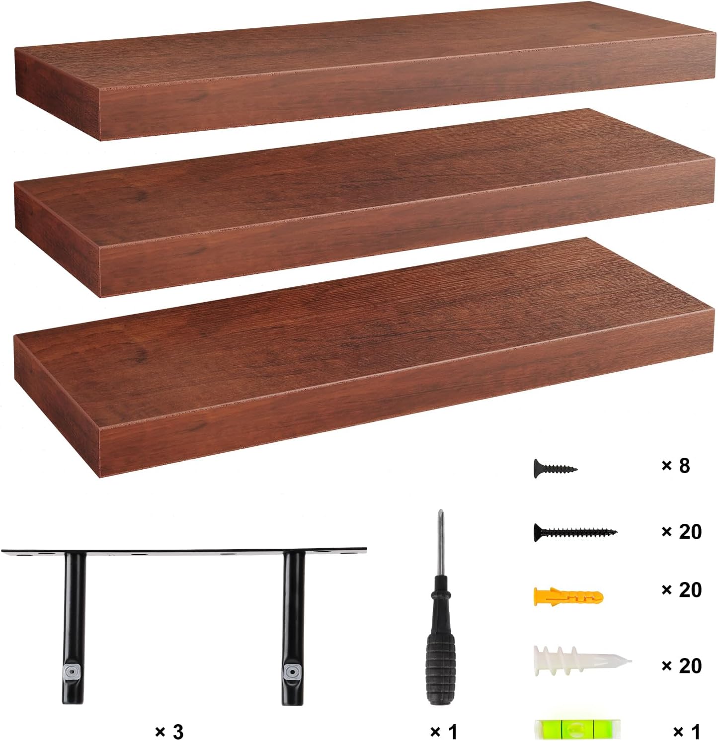 3 Pack Wall Mounted Shelves (Walnut) R144