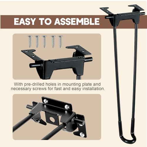 Black 16.5 inch Heavy Duty Metal Folding Table Legs with Mounting Screw G130782
