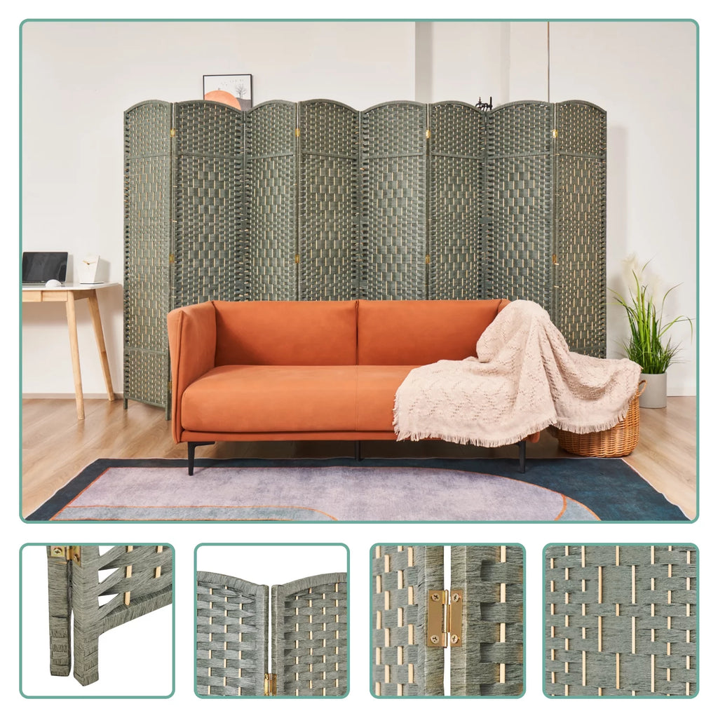 5.7ft Grey Wood Room Divider 8 Panels J874357