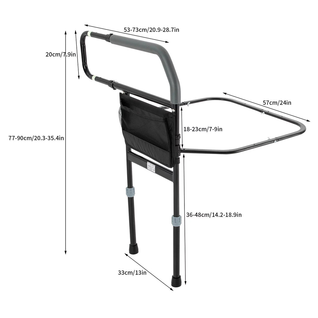 Black Adjustable Bed Side Rail with Storage Pocket D51185