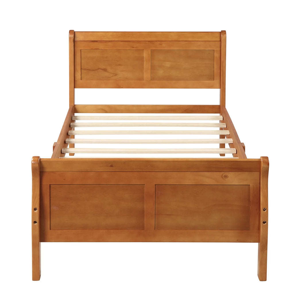Twin Wood Platform Bed Frame with Headboard and Footboard Q6362