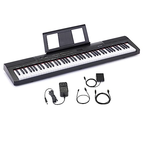 Black 88-Key Semi-Weighted Digital Piano with Sustain Pedal X550885