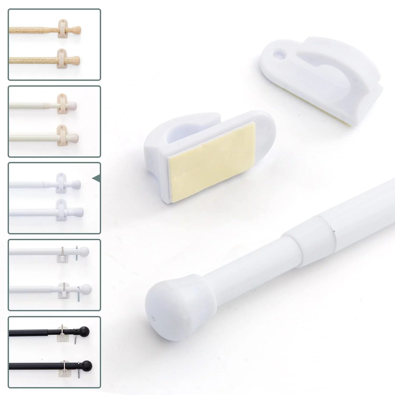 White 26" - 48" Adjustable Door Curtain Rods N732