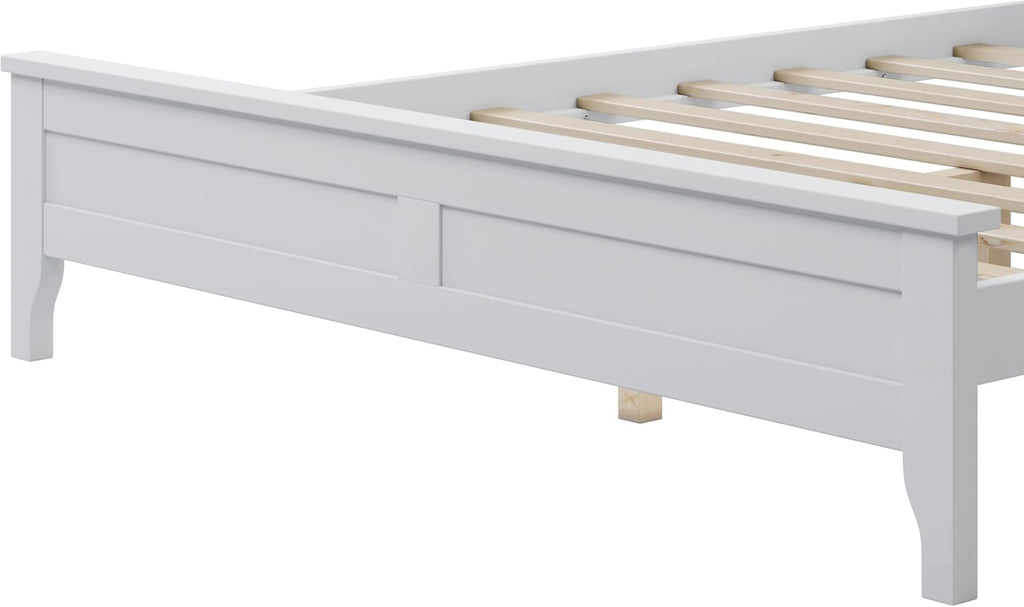 White Full Size Wooden Platform Bed with Headboard W835789