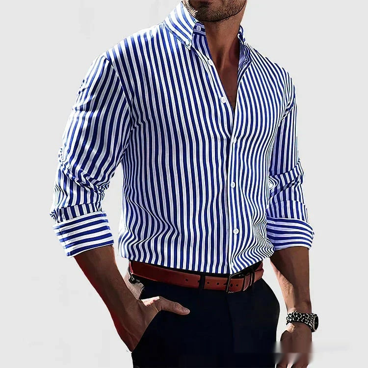 Men’s Stripe Printed Long Sleeve Shirt