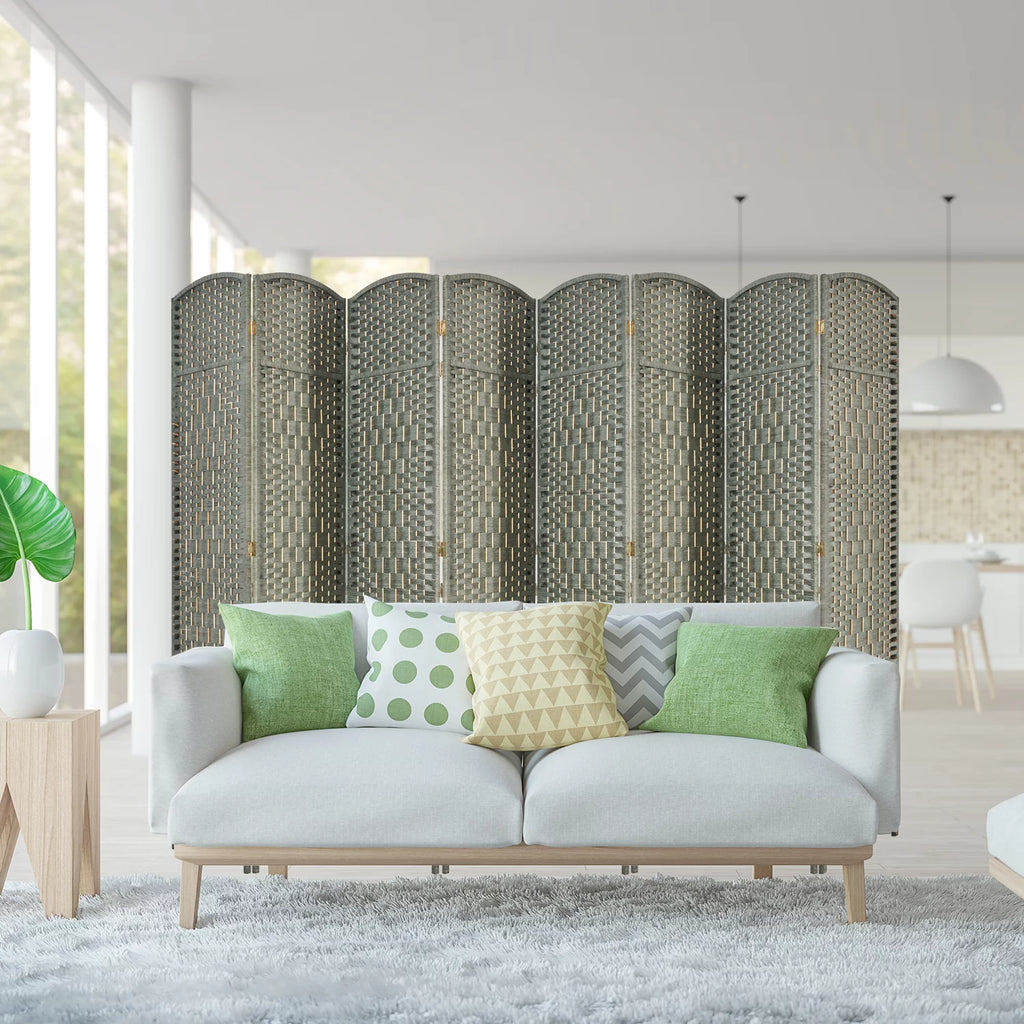 5.7ft Grey Wood Room Divider 8 Panels J874357