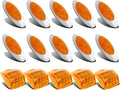 10Pcs Amber LED Side Marker Lights Chrome Surface Mount with Bullet Plugs I383