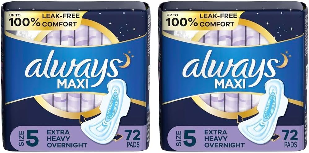 72 Count Unscented Overnight Pads with Wings X3798