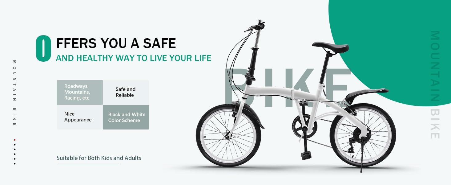 20" White Folding Bicycle with 7 Speed Shifter I852528