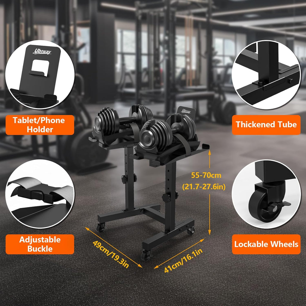 Adjustable Dumbbell Stand with 4 Level Height Adjustment and Wheels F921719