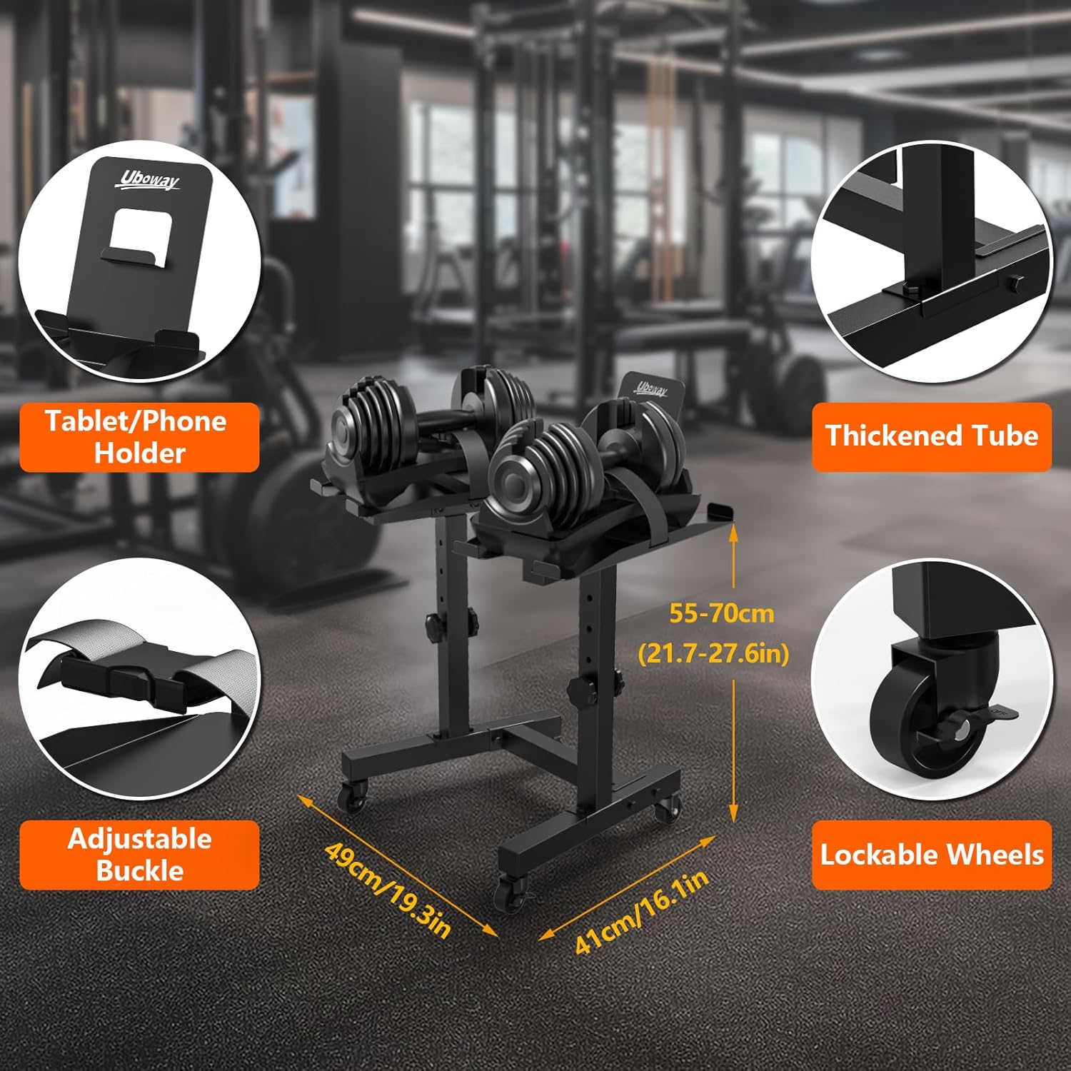 Adjustable Dumbbell Stand with 4 Level Height Adjustment and Wheels F921719