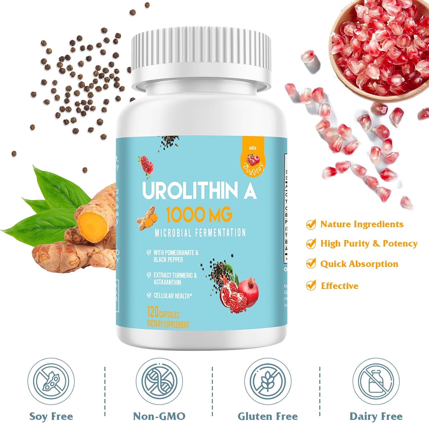 1000mg Urolithin A 120 Capsules V598198