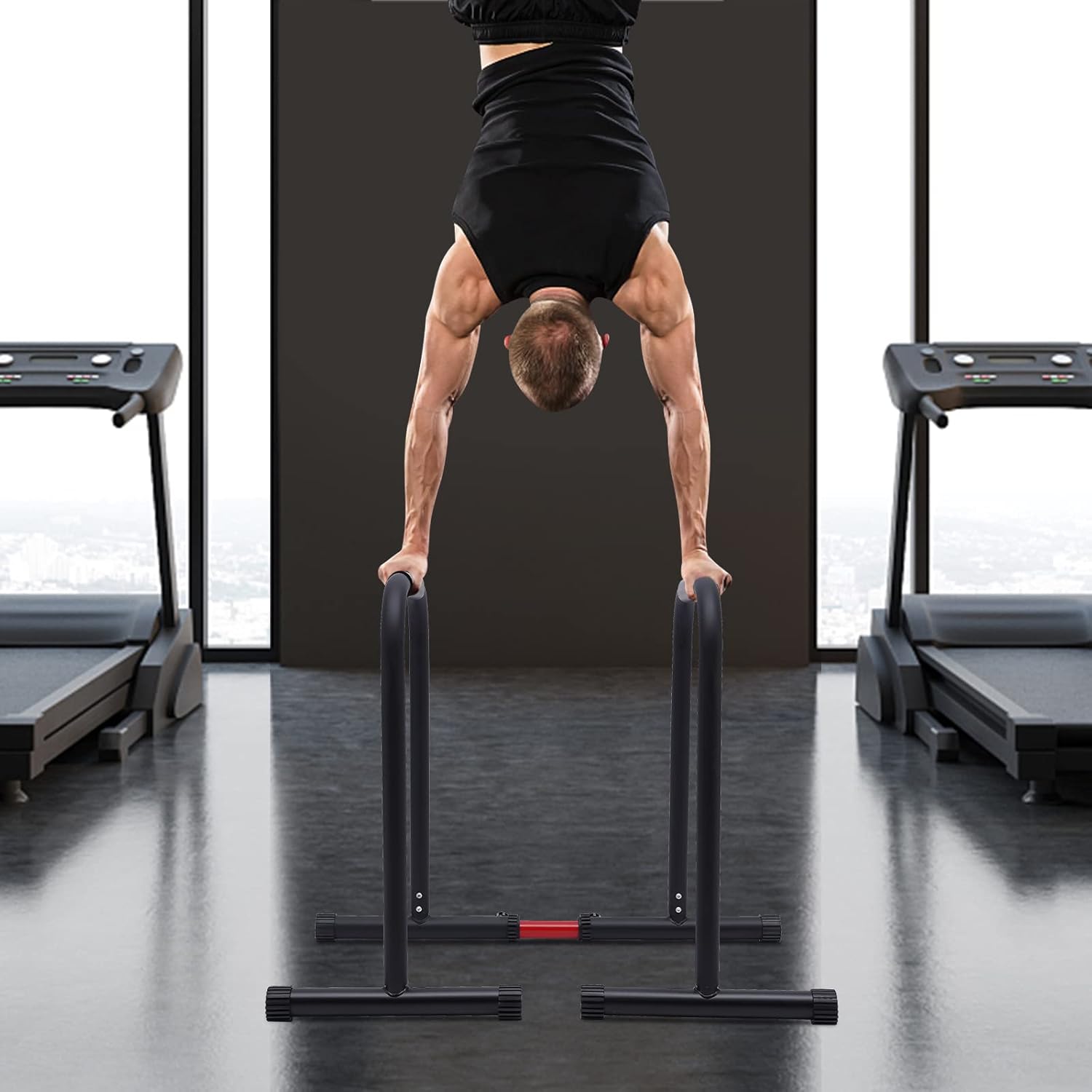 Black Heavy Duty Adjustable Dip Bar, 440 LBS Loading Capacity K879