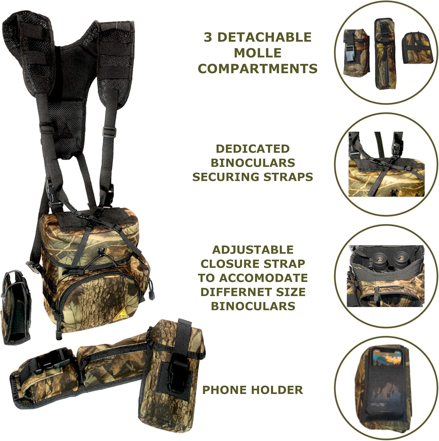 Camouflage Binocular Harness Case with Molle Compartments S993901