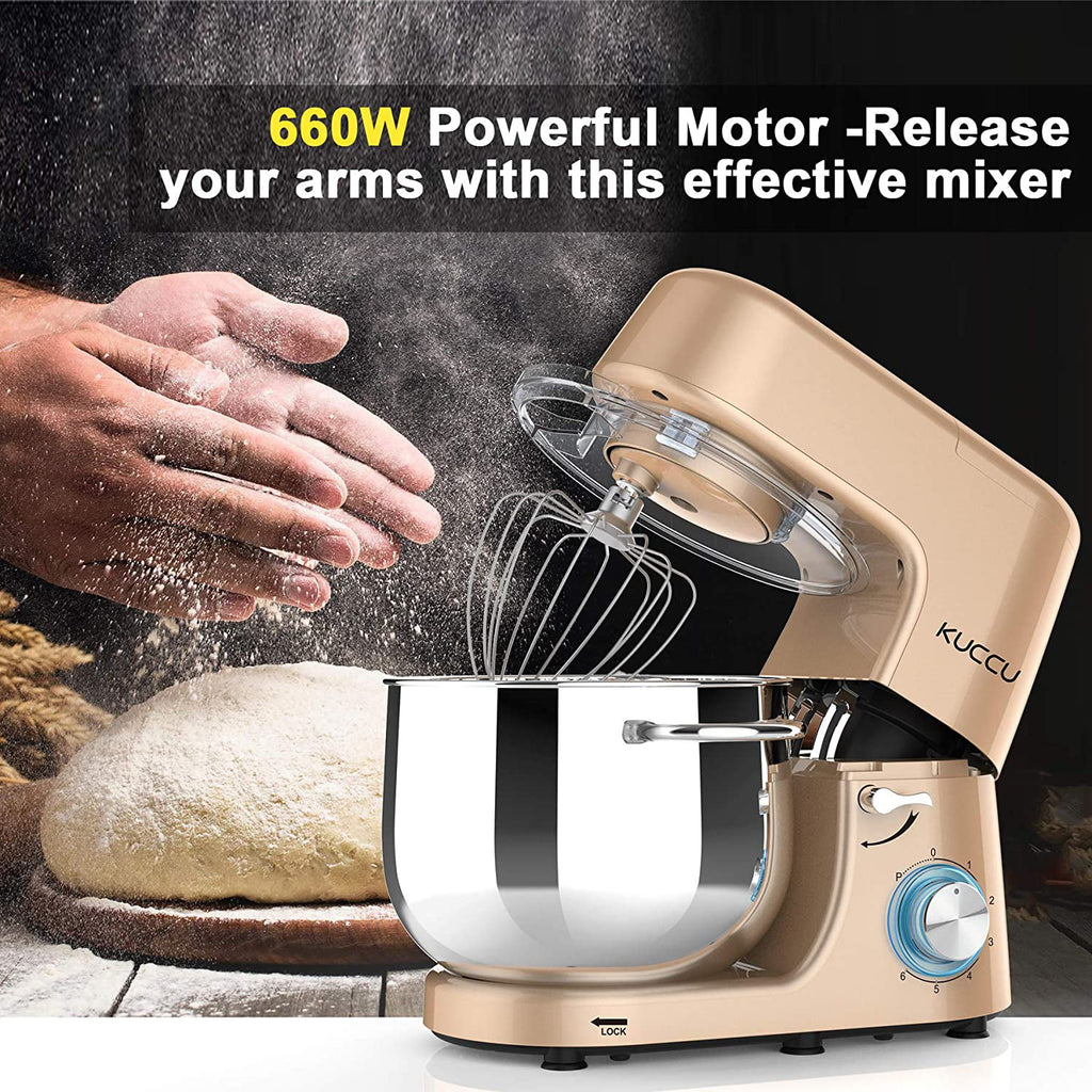 8.5 Qt 660W 6-Speed Tilt-Head Electric Stand Mixer with Dough Hook, Flat Beater & Wire Whisk X7215